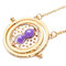 Gold Rotating Hourglass Time Turner Charm Necklaces for Women - Purple