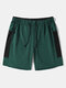 Men Colorblock Zip Pocket Mid Length Activewear Bottoms - Green
