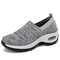 Women Outdoor Breathable Knitted Elastic Band Hiking Shoes - Grey