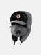 Men Dacron Plush Thicken Solid Soviet Metal Badge Waterproof Ear Protection With Mask Warmth Trapper Hat - Gray+Soviet Badge