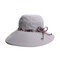 Women Summer Double-sided Wear Sunscreen Bucket Hat Casual Anti-UV Wide Brim Beach Hat - Light Grey