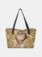 Women PU Leather Large Capacity Floral Cat Butterfly Printing Cute Handbag Shoulder Bag Bucket Bag Tote - #07