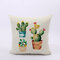 Hand-painted Style Green Plant Cactus Linen Cotton Cushion Cover Home Sofa Decor Throw Pillow Cover - #8