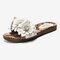 LOSTISY Women Flowers Decor Opened Toe Comfy Holiday Slippers - White