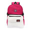 Contrast Color Women 2-Set Leather Canvas Backpack - Rose Red