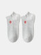 10 Pairs Women Cotton Solid Color Small Red Flower Pattern Embroidery Breathable Socks - Gray