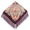 Cotton And Linen Printing Shawl Square Scarf Headscarf Tassel Scarf - WJ14 brown