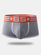 Men Sexy Patchwork Boxer Briefs Cotton Comfortable Contour Pouch  Underwear - Gray