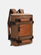 Men Vintage Canvas Multifunction Large Capacity Color Matching Travel Backpack - Coffee