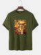 Mens Cartoon Mushroom Graphic O-Neck Community Spirit Cotton Short Sleeve T-Shirts - Green