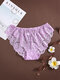 Women Thin Flower Pattern Comfy Lace Sexy Panties - Purple