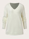 Plus Size Casual Knitted V-neck Solid Drop Shoulder Sweater - Beige