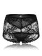Culotte Sexy Souple Transparente avec Broderie en Dentelle Taille Mi-haute Sous-vêtement Mince pour Femme - Noir