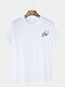 Mens Gesture Print Cotton Short Sleeve 100% Cotton Casual T-Shirt - White