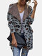 Leopard Printed Long Sleeve Lapel Collar Cardigan For Women - Orange
