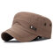 Women Man Washed Old Military Cap Men's Outdoor Cotton Flat Top Hat Faded Hat - Brown