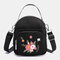 Women Nylon Waterproof Embroidery Casual Shoulder Bag Handbag - Black