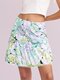 Flower Print Tiered High Waist Skirt For Women - Green