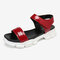 LOSTISY Women Comfy Solid Color Hook Loop Platform Sports Sandals - Red