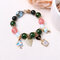 Bohemia Crystal Glass Beaded Bracelets Girl Heart Clock Charm  Bangles Hand Chain for Women - Green
