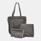4 PCS Women PU Leather Handbag Tassel Leisure Crossbody Bag Solid Shoulder Bag - Gray1