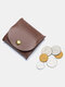 Men Genuine Leather Cow Leather Earphone Bag Coin Purse Storage Bag - Coffee
