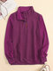 Solid Zip Front Pocket Long Sleeve Lapel Women Sweatshirt - Purple