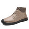Men British Style Hand Stitching Anti-collision Toe Sock Ankle Boots - Brown