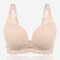 Lace Cotton Front Button Wireless Breathable Maternity Nursing Bra - Nude