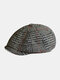 Men Felt Plaid Pattern Retro Casual All-match Octagonal Hat Newsboy Hat Flat Hat - Gray