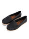 Large Size Women Comfy Soft Breathable Hollow Stitching Flat Driving Shoes - Black