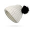 Womens Knit Pom Pom Bucket Beanie Cap Soft Comfortable Fashionable Winter Warm Outdoor Snow Hats - White & Black