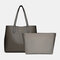 Women 2 PCS Large Capacity Multi-pocket Removable Key Multifunctional Handbag Tote - Grey