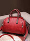 Faux Leather Retro Woven Handle Multi-carry Crossbody Bag Waterproof Adjustable Shoulder Strap Tote - Red