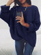 Solid Color Long Sleeve Loose Casual Sweater For Women - Navy