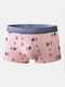 Men Colorful Print Boxer Brief Ice Silk Pouch Floral Cozy Underwear - Pink
