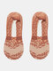 Chaussettes de bateau invisibles en dentelle de motif de feuille antidérapantes en silicone pour femmes chaussettes élastiques respirantes à bouche peu profonde - Rouge brique
