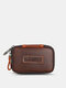 Men Vintage Genuine Leather Multifunction Short Wallet Purse - Red