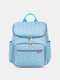 Women Nylon Fabric Casual Large Capacity Mommy Bag Wet and Dry Separation Design Backpack - Blue