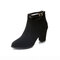 Women Large Size  High Heel Thick  Ankle  Boots  - Black