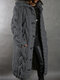 Women Solid Color Knitted Button Hooded Casual Cardigan With Pocket - Dark Gray