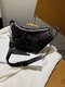 Women Faux Leather Brief Chain Embossing Crossbody Bag Shoulder Bag - Black No Chain
