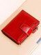 Bolsa multifuncional curta em couro genuíno retrô multi-slots - Vermelho