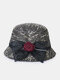 Women Woolen Cloth Solid Bowknot Flower Decoration Casual Warmth Bucket Hat - Camouflage