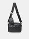 2 PCS Women Faux Leather Lattice Pattern Large Capacity Combination Bag Crossbody Shoulder Bag - Black