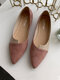 Women Casual Suede Asymmetrical Patchwork Single Shoes Soft Comfy Flats - Pink