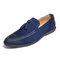 Men Tassel Decoration Pointed Toe Stylish Slip On Casual Loafers - Blue