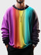 Mens Ombre Color Block Crew Neck Casual Pullover Sweatshirts - Colorful