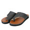 Large Size Women Casual Breathable Hollow Flat Thumbs Sandals - Black
