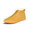 Men Stitching Slip Resistant Lace Up Microfiber Leather Casual Skate Shoes - Yellow